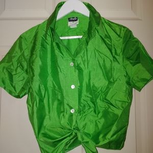 Dolce & Gabbana green silk crop blouse